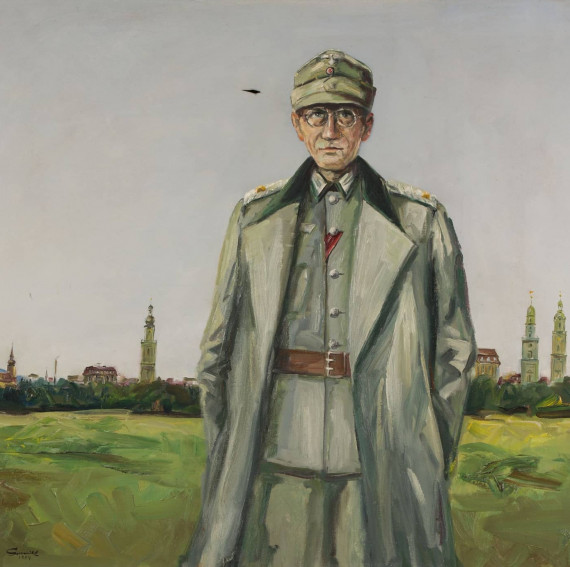 Oskar Stanik: Posthumes Porträt Werner Lorlebergs, Öl auf Leinwand, 1984